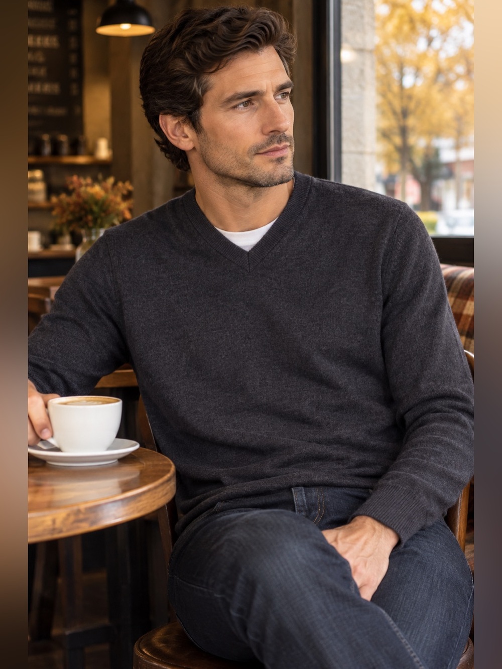 Banana Republic Men’s 100% Merino Wool V-Neck Pullover Sweater XL Gray Preppy BR